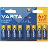 PILES VARTA LONGLIFE POW AA/LR6 6+2 1,5V