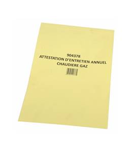 ATTESTATION ENTRETIEN CHAUDIERES GAZ carnet (liasse 25) (Ex 904357)